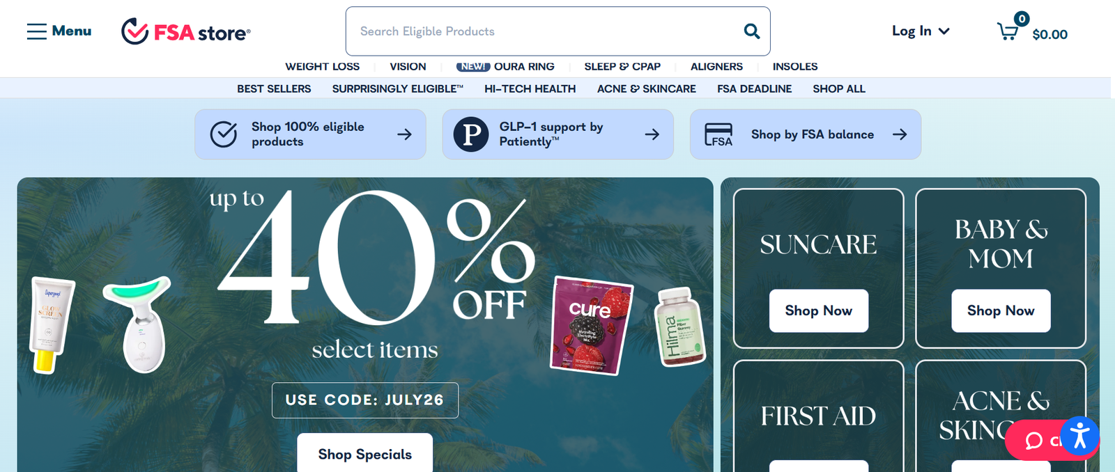 FSAstore.com homepage